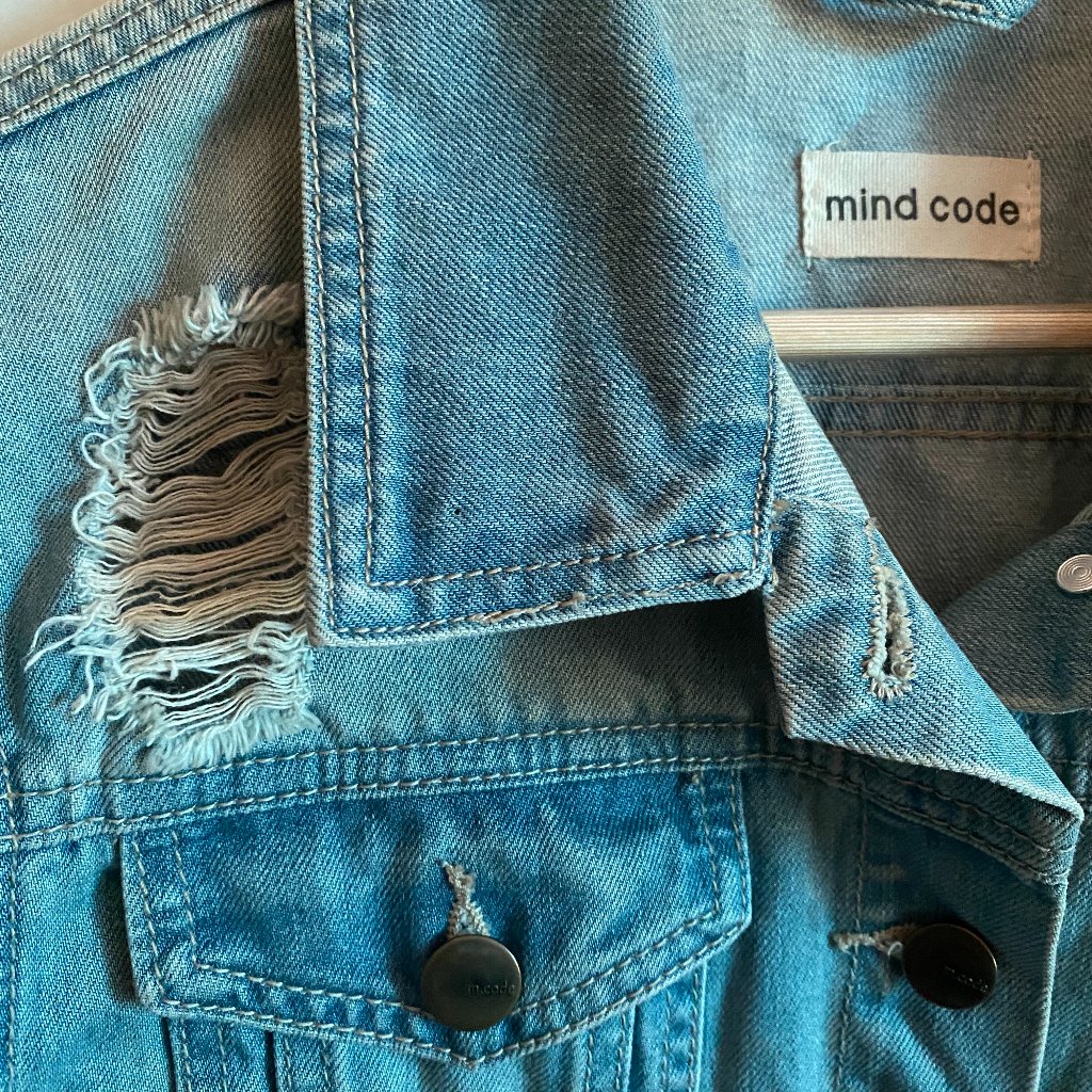 Mind Code Distressed Denim Jacket